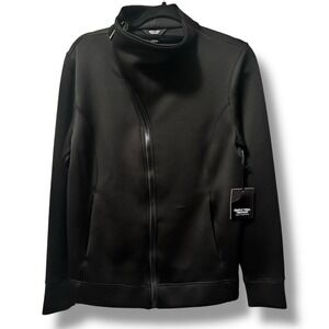 Simply Vera Vera Wang Black Asymmetrical Completer Moto Knit Jacket Women's M